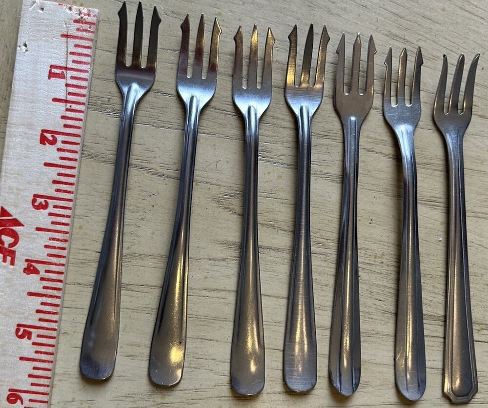 Set Of 7 Stainless Steel Forks Japan? Appetizer COCKTAIL SEAFOOD FORKS Flatware